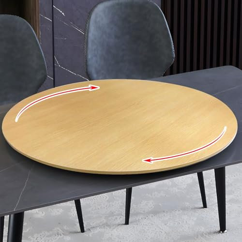 Lazy Susan Drehteller aus Bambus, rund, drehbar, 50, 60, 70, 80, 90, 100 cm, Holzkohlebrett, Käsebrett, Drehteller für Küche, Speisekammer, Regale, Theken (Holzfarbe, 90 cm