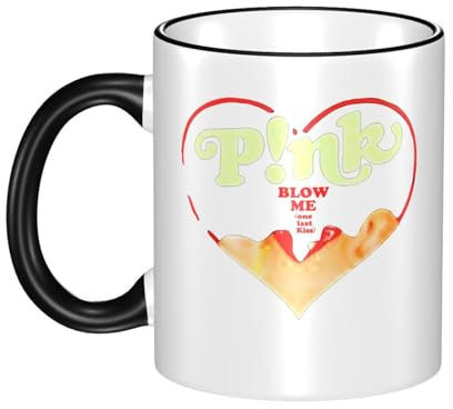 UYETSGDFG P!*nk P*i*n*k Bunte Keramik Tasse mit Singing Rand - Personalisierte Kaffeetasse mit Popmusik Thema, Hitzebeständige Tasse, 330 ml, geeignet für Büro u