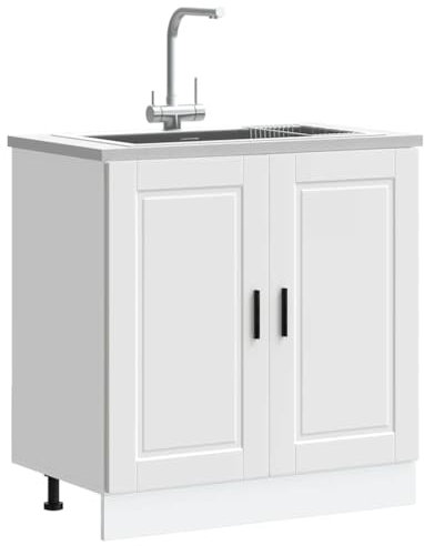 HOMTAKIE Mueble bajo para fregadero Porto Blanco 80x46x81,5 cm Madera de ingeniería