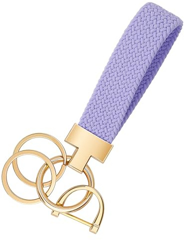CHUQING Porte-clés de voiture en macramé court, violet/transparent, 13,3 cm