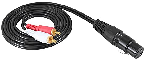 Aumotop XLR-Cinch-Splitter-Y-Kabel, Langlebige Metallstecker für DJ-Controller, Mixer, Mikrofone zu Verstärkern. 1,5 M Schwarzes Kabel für Musikbegeisterte