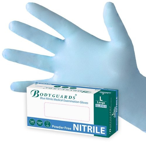 Bodyguards Blue Nitrile, powder free disposable gloves, AQL 1.5, size Large, box of 100