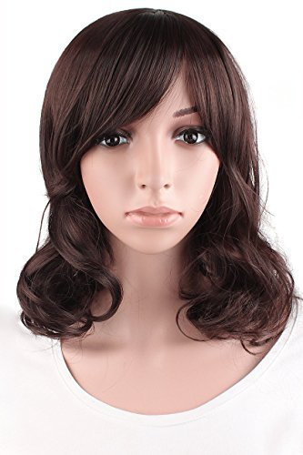 MapofBeauty Mode Mädchen naturale kurze lockige Perücken-braun-Damen