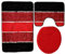 Ilkadim Orion Badgarnitur 3 TLG. Set 50x80 cm Mehrfarbig gestreift, WC Vorleger mit Ausschnitt für Stand-WC (schwarz rot Creme)
