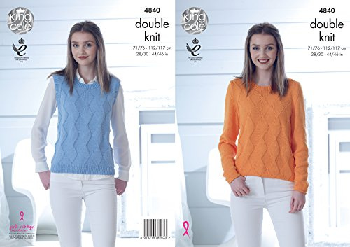 King Cole 4840 Knitting Pattern Womens Slipover and Sweater in King Cole Cottonsoft DK