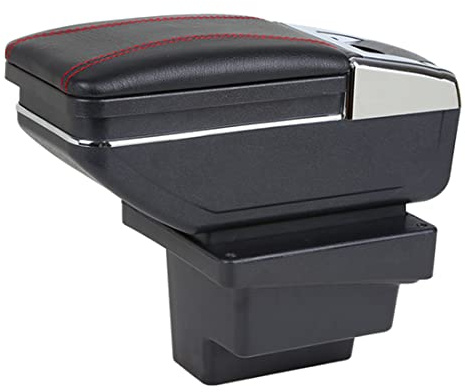 SZSS-CAR Leder Auto Mittelkonsole Armlehne Box Auto Armlehnen Aufbewahrungsbox Kompatibel mit VW Tiguan 2009~2010~2011~2012~2013~2014~2015~2016 (Schwarz)