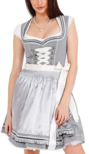 Krüger Dirndl Santini grau 50er Länge Krüger Madl (50er Länge, 38)
