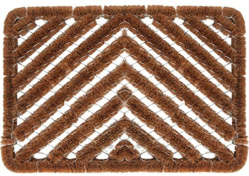 FOOTMATTERS Ninamar Fußmatte aus natürlicher Kokosfaser, Fischgrätenmuster, 61 x 40,6 cm