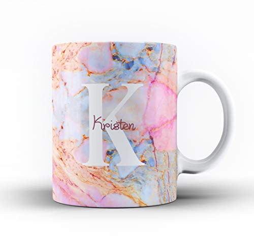Studio RB Personalised Marble/Pattern Mug. 15. Colourful Marble with Initial & Name