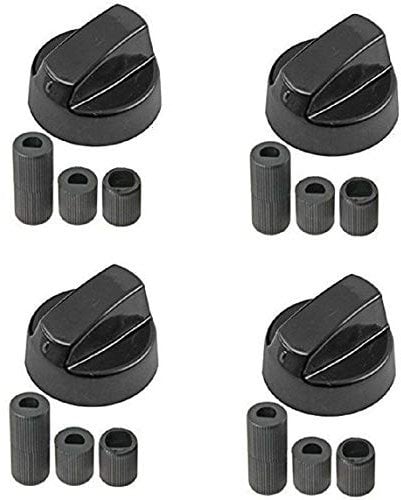 Kit de 4 mandos universales para cocina a gas, color negro, con injerto 6-7 – 8 mm, 4 unidades