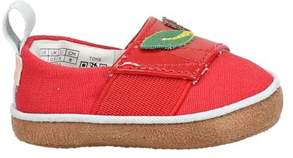TOMS - Kleine Alpargata Crib Layette Schuhe, 17.5 EU, Red Ouaf Apple Applique