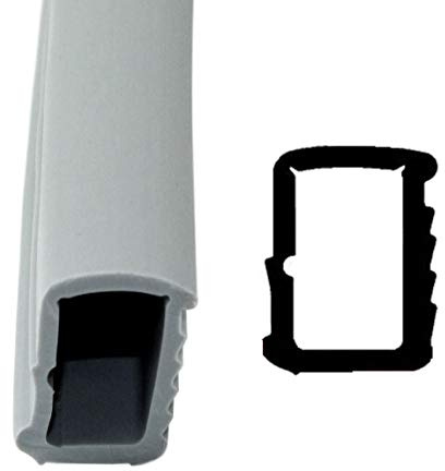 SN-TEC Universal Stahlzargendichtung, Türdichtung SNZ 1110, Breite: 10mm, Höhe: 16mm zum einstecken, Farbauswahl: Weiß/Grau (10 Meter, Grau)