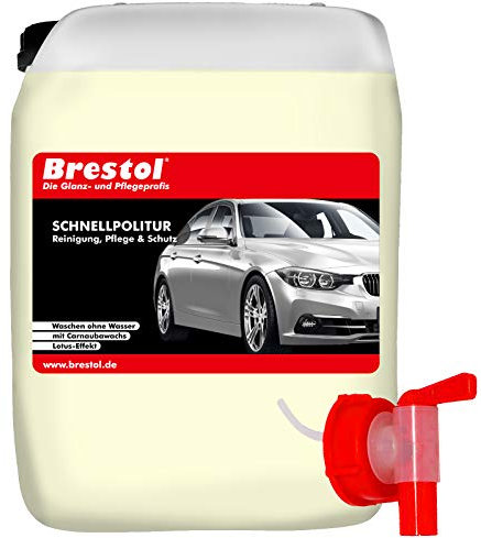 Brestol GFK-POLITUR 5 Liter + Auslaufhahn - Waschen ohne Wasser HM10 Ultraclean Schnellpolitur Politur Folienreiniger Lackpflege Lackglanz