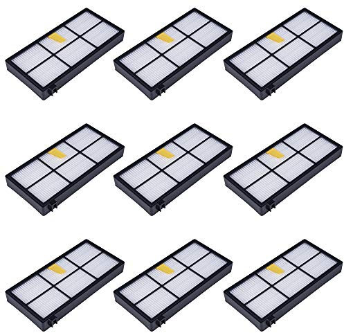 MIRTUX Kit di 9 Filtri Compatibili con Roomba Serie 800 e 900 - Parti di Ricambio Compatibili per Roomba 850, 860, 870, 880, 890, 960, 980, 990..(Tutti i Modelli) - Parti di Ricambio Filtri per Roomba
