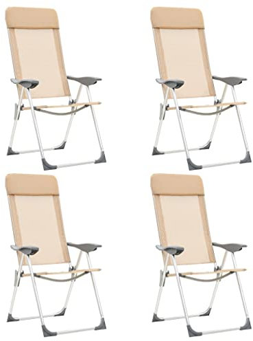 vidaXL 4X Campingstuhl Aluminium Creme Angelstuhl Gartenstuhl Klappstuhl Stuhl