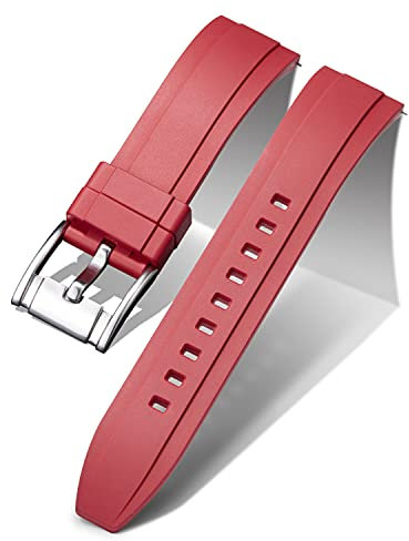 BINLUN Silikon Uhrenarmbänder Schnellverschluss Gummi Uhrenarmband Smartwatch Armband Ersatz Wasserdichte Sport Kautschuk Uhrenband für Herren und Damen (20mm, Rot)