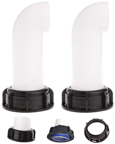 Robinet de Cuve 1000L de jardin 2 '' prolonger le drainage valve accessories, Robinet de tuyau, Dedicated drainage tube Suitable pour IBC réservoir d'eau de jardin, 60°+90° (2 pcs)