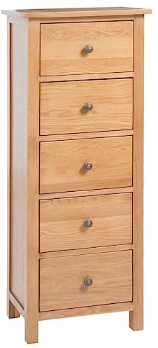 vidaXL Eichenholz Massiv Hohe Kommode mit Schubladen Sideboard Highboard Schrank Anrichte Schubladenschrank Beistellschrank 45x32x110cm