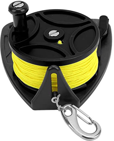 Alvinlite Mulinello per relitti da Immersione con Clip, Filo da 83 m, Mulinello da Immersione, Mulinello Multiuso con Fune di Ancoraggio per Immersioni Ricreative e Pesca Subacquea(Nero)