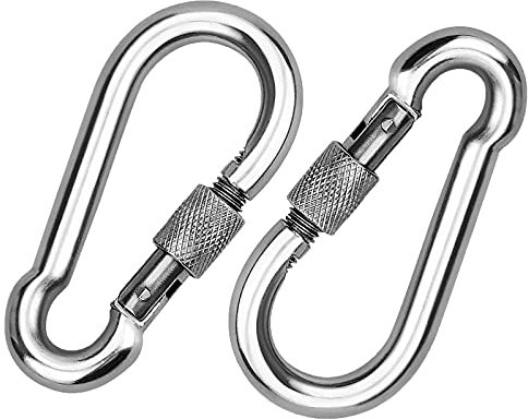 Exbrith 2 Pièces 304 Mousqueton en INOX, Mousqueton à Vis en Acier INOX, pour Accrocher des Cordes, des Chaînes, des Ceintures, des Câbles, 7 x 3,5 cm/2,75 x 1,37 pouces