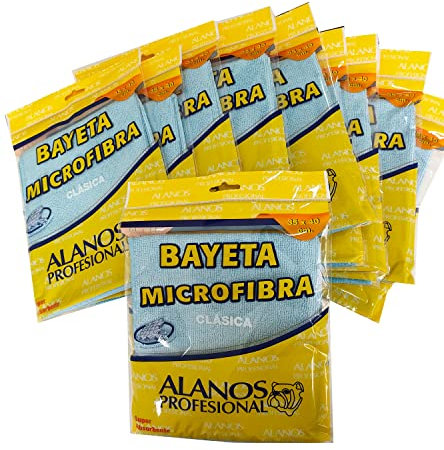 Alanos Profesional 12 bayetas de Microfibra Multiusos súper absorbentes 40x35 cm en Color Azul