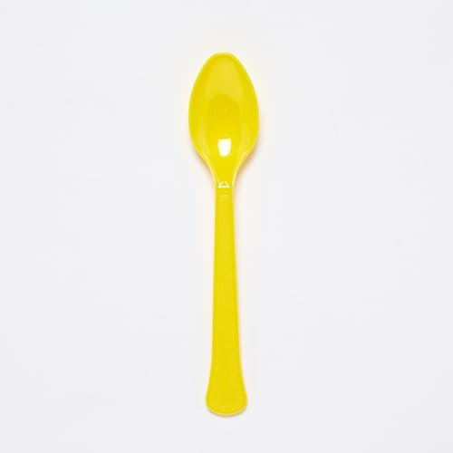 Amscan 9915409-205 - Buttercup Yellow Eco-Friendly Re-usable Plastic Party Spoons - 24 Pack