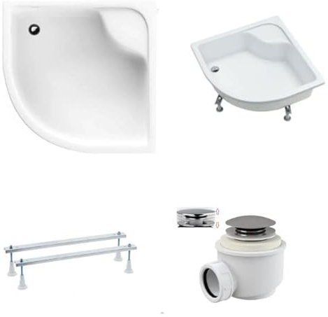 ECOLAM Receveur de douche profond Doris 80x80 cm hauteur: 41 cm, profondeur: 28 cm | pieds et siphon Click Clack incl | Receveur de douche blanc