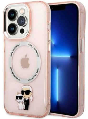 Karl Lagerfeld KLHMP14LHNKCIP Hülle für iPhone 14 Pro 6,1 hardcase rosa Iconic Karl&Choupette