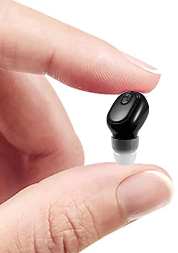 SYSFUN Auricolare wireless Bluetooth singolo, mini auricolare invisibile in-ear senza fili, 12 ore di durata della batteria super lunga, adatto per lo sport, il lavoro e il sonno, nero