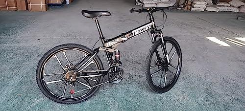 DENEST Mountainbike 26 Zoll Klapprad Erwachsene Fahrrad mit doppelten Stoßdämpfung Rahmen Vollfederung Faltrad Scheibenbremse fahrräder 21-Gang-klapprad MTB für Herren Damen, Weiß+Schwarz