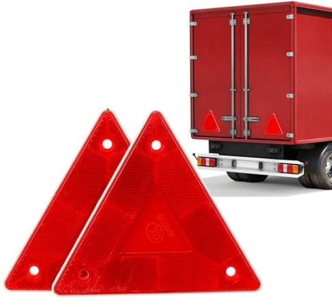 AUTOZOCO Reflector Trasero Rojo Triangular para Remolque (2 uds), Triángulos Reflectantes Rojos para Vehículos, Placa Reflectante Roja en Forma de Triángulo, Reflectante, 15 cm cada lado, 2 unidades