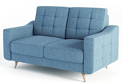 Siblo Sofa Toro 2 Kollektion - Modern Sofa mit Armlehnen - Elegante Couch - Wohnzimmer Möbel - Komfortables Polstersofa - Sofa 2-Sitzer - 152x93x85 cm - Dunkelblau