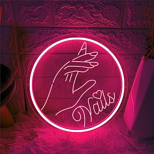 INGKE Señal neón uñas señal luz neón led salón uñas salón Belleza letreros neón decoración habitación montada Pared Signo Talla 3D decoración Pared Regalo Navidad con Interruptor Regulable,F,30x30cm