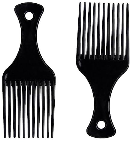 DAZISEN Peine de Pelo Afro - Peine para Cabello Afro Peine Negro de Plástico Resistente al Calor Peine de Dientes Anchos para Hombres y Mujeres