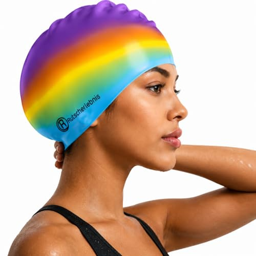 Rutscherlebnis Tie Dye Silicone Cap - Farbenfrohe Silikon-Badekappe für Damen, Herren & Jugendliche