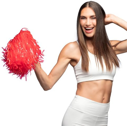 Boland - Pompons, 8 Stück, 34 cm, Puschel, Tanzwedel, Cheerleader Kostüm, Sportoutfit, High School, Football