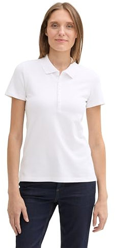 TOM TAILOR Damen Piqueé Polo Shirt,20000 - White, L