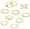 ALEXCRAFT 10 Stück Ringe Damen Gold 14 Karat Vergoldet Ring Set 52MM
