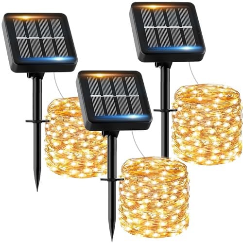 Solar Lichterkette Aussen, 3x12M 120 LED Solarlichterkette Außen Wetterfest 8 Modi IP65 Wasserdicht, Solar Lichterkette Outdoor für Balkon Balcony Garten Terrasse Zaun Camping Tor Hof Party Hochzeit