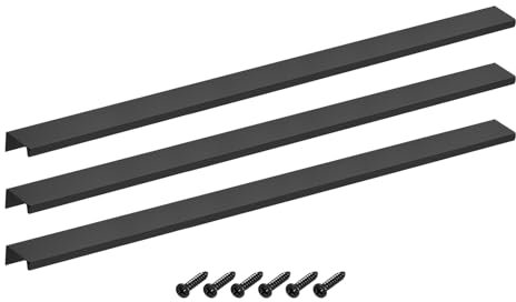 sourcing map Cabinet Finger Edge Pull, 3pcs 500mm/19.69 Aluminum Alloy Back Mount Hidden Cabinet Pulls Concealed Handle for Home Kitchen Drawer Cabinet, Black