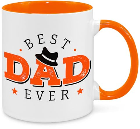 Cherish Charlie Designs Best Dad Ever Mug- Gift for Dad Daddy Stepdad Novelty Birthday Christmas Fathers Day Present (Orange)
