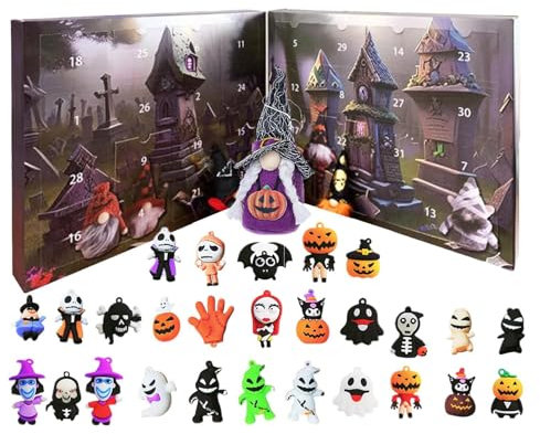Halloween Zwerge-Adventskalender, Countdown-Kalender 2024 Mit Zwergenpuppe, Kinderspielzeug-Adventskalender, Halloween-Puppen-Sammelfiguren, 31-Tage-Countdown, Täglicher Überraschungs-Adventskalender