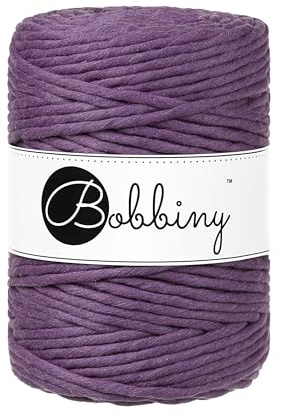 Bobbiny XXL Makramee-Schnur, 5 mm, einlagig, 100% recycelte Baumwolle, Farbe:Violet