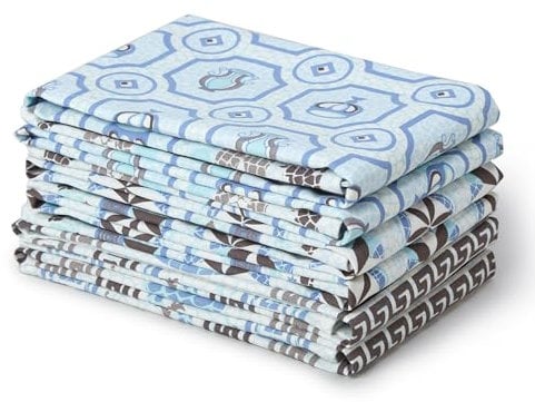 Encasa XO Küchenhandtuch-Set aus Baumwolle – Super saugfähig 70x45 cm Geschirrtücher und Spültücher zum Abwaschen, Trocknen von Geschirr und Reinigen – Ultraweich – 6er-Pack – Mosaik-Kombination