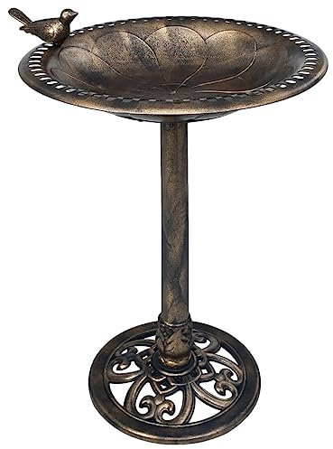 Myheimly Vogelbad Bronzen Kunststoff Vogeltränke Vogel Futterstelle Tränke Bad für Balkon Terrasse Garten Gartendeko Vogelbecken Wasserschale