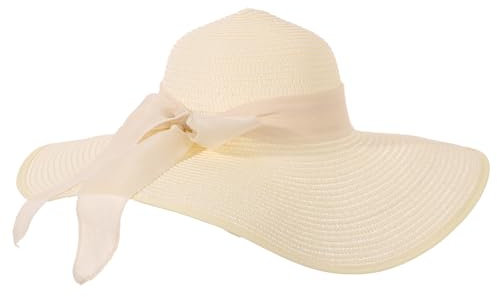 LY4U Women’s Straw Hat, Summer UPF 50 Sun Hat, Wide Brim Beach Hat, Foldable Roll up Floppy Hats for Women Lady and Girl White
