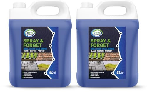 JOVS Spray and Forget 2x 5L Mould, Lichen, Algae & Moss Remover 10L - Powerful Outdoor Surface Cleaner for Patios, Decking, Driveways, Walls, Fences and Rooftops.