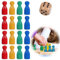 OUDQFCJ 16 PC Spielfiguren, Spielfiguren Aus Holz, Würfel Aus Holz Spielfiguren, Holzpuppen Spielfiguren, Spielkegel Set, Halmakegel Aus Holz, Flaschenkegel (Bunte)