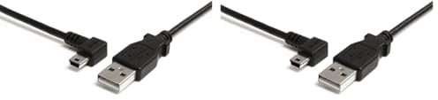 StarTech.com 6 ft. (1.8 m) Left Angle Mini USB Cable - USB 2.0 A to Left Angle Mini B - Black - Mini USB Cable (USB2HABM6LA) (Pack of 2)