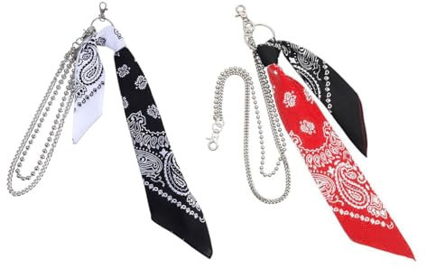 Hip-Hop-Kettentuch, Hose, Kette, Bandana, Geldbörse, Kette, Band, Biker, Kopftuch, Metall, Schlüsselanhänger, Tasche, Hose, Schmuck, 56x56cm/22.05x22.05in, Polyester-Metall